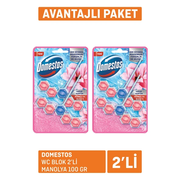 Domestos Wc Blok 2'li Manolya 2x100 G (8'li Paket) ürün görseli 1