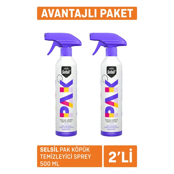 Selsil Pak Köpük Temizleyici Sprey 500Ml x 2 (8'li Paket) ürün görseli 1