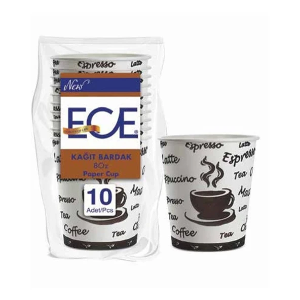 Ece Party 8 Oz Karton Bardak 10'lu (EPK683) (8'li Paket) ürün görseli 1
