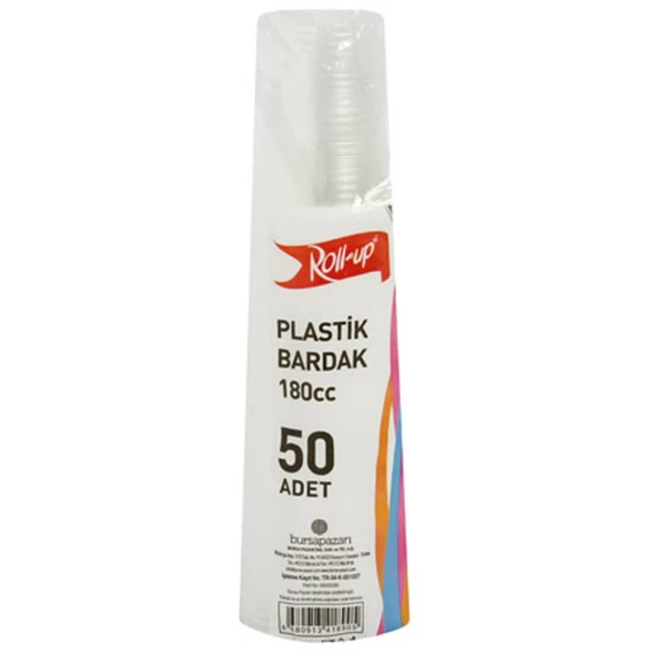 Roll-Up Plastik Şeffaf Bardak Şeffaf 50'li 180 Cc (6'li Paket) ürün görseli 1