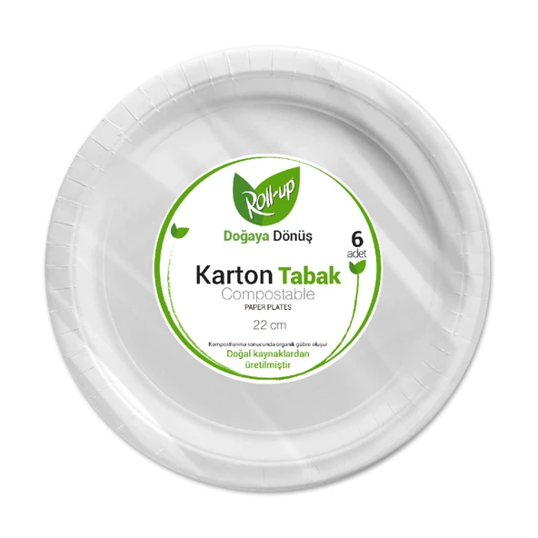 Roll-Up Doğaya Dönüş Karton Tabak  6'lı 22 Cm (4'li Paket) ürün görseli 1