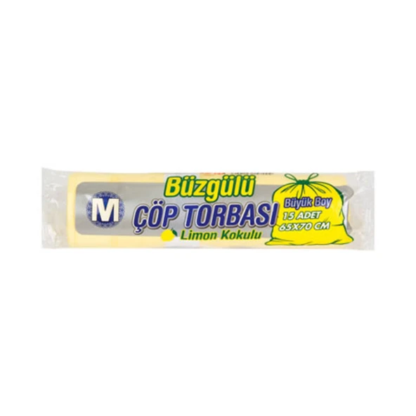 Migros Çöp Torbası Büzgülü Büyük Boy Limon Kokulu 15'li (6'li Paket) ürün görseli 1