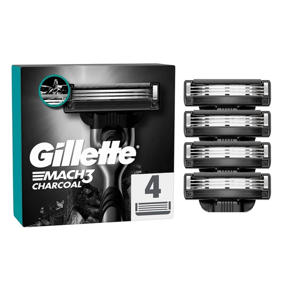 Gillette Mach3 Kömür Yedek Tıraş Bıçağı 4'lü (6'li Paket) ürün görseli 1