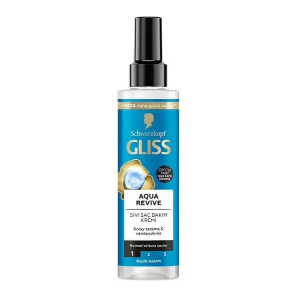 Gliss Aqua Revive Nemlendirici Sıvı Saç Bakım Kremi - Hyaluron ve Deniz Yosunu Özü ile 200 ml  (3'li Paket) ürün görseli 1