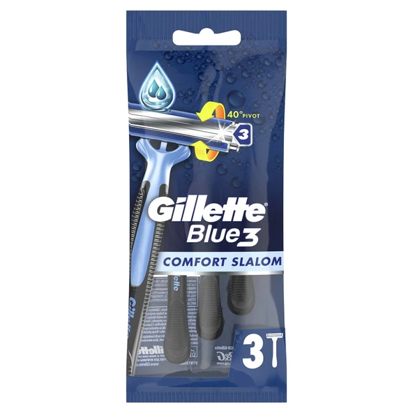 Gillette Blue3 Comfort Slalom Tıraş Bıçağı 3'lü (4'li Paket) ürün görseli 1
