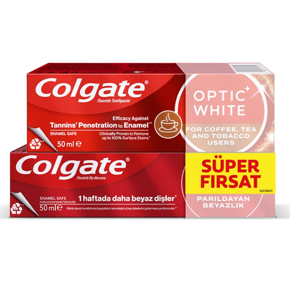 Colgate Çay Kahve Tütün 50 Ml + Parıldayan Beyazlık 50 Ml (4'li Paket) ürün görseli 1