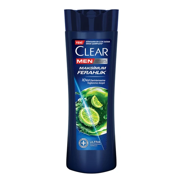 Clear Men Kepeğe Karşı Etkili Şampuan Maksimum Ferahlık Yağlı Saç Derisi İçin Limon Özlü 350 ml (8'li Paket) ürün görseli 1