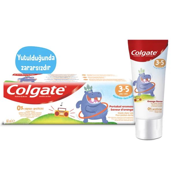 Colgate 3-5 Yaş Portakal Aromalı Florürsüz Çocuk Diş Macunu 60 Ml (2'li Paket) ürün görseli 1