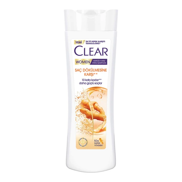 Clear Women Kepeğe Karşı Etkili Şampuan Saç Dökülmesine Karşı Zencefil Özü 350 ml (4'li Paket) ürün görseli 1