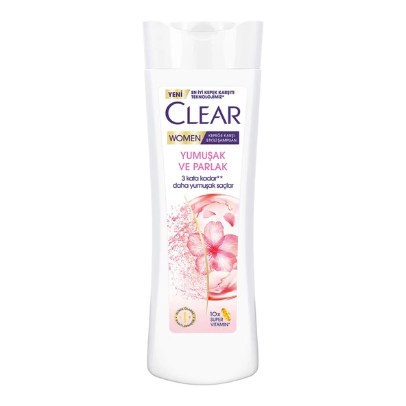 Clear Women Kepeğe Karşı Etkili Şampuan Yumuşak Parlak Kiraz Çiçeği Esansı & Keratin 350 ml (4'li Paket) ürün görseli 1
