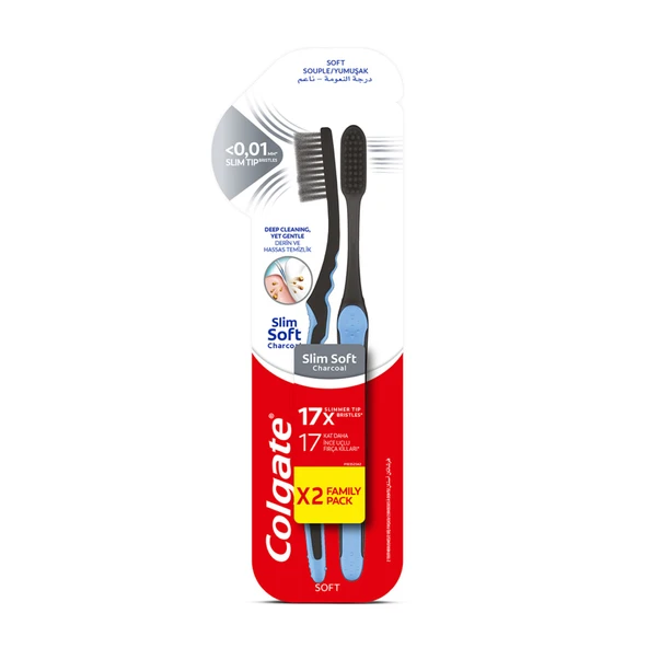 Colgate Mikro İnce Charcoal Yumuşak Diş Fırçası 1+1 (3'li Paket) ürün görseli 1