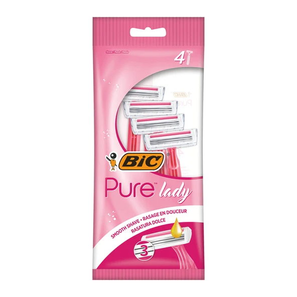 Bic Pure 3 Lady 3 Bıçaklı Kadın Tıraş Bıçağı 4'lü (3'li Paket) ürün görseli 1