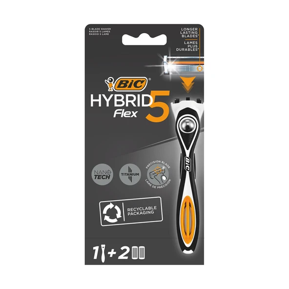 BIC Hybrid 5 Flex Sistem Tıraş Bıçağı 1 Sap + Yedek Kartuş (2'li Paket) ürün görseli 1