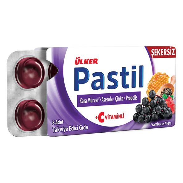 Ülker Pastil Kara Mürver Aserola Çinko Propolis 8'li 22,4 G (8'li Paket) ürün görseli 1