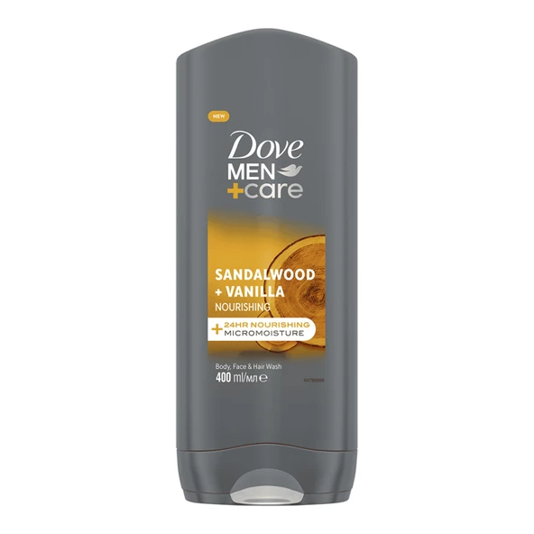 Dove Men +Care Sandalwood + Vanilla Duş Jeli 400 Ml (3'li Paket) ürün görseli 1
