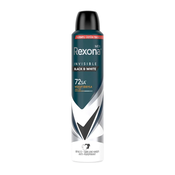 Rexona Men Erkek Sprey Deodorant Invisible Black & White 200 Ml (6'li Paket) ürün görseli 1