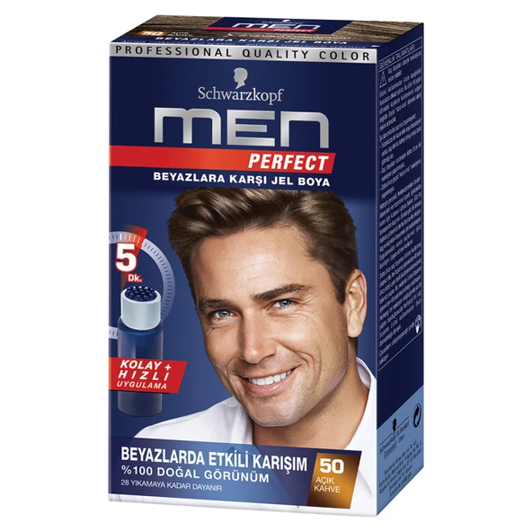 Men Perfect 50 Açık Kahve Erkek Saç Boyası 80 Ml (2'li Paket) ürün görseli 1