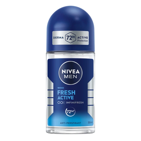 NIVEA MEN Erkek Roll-on Deodorant Fresh Active 72 Saat Anti-perspirant Koruma 50ml (2'li Paket) ürün görseli 1