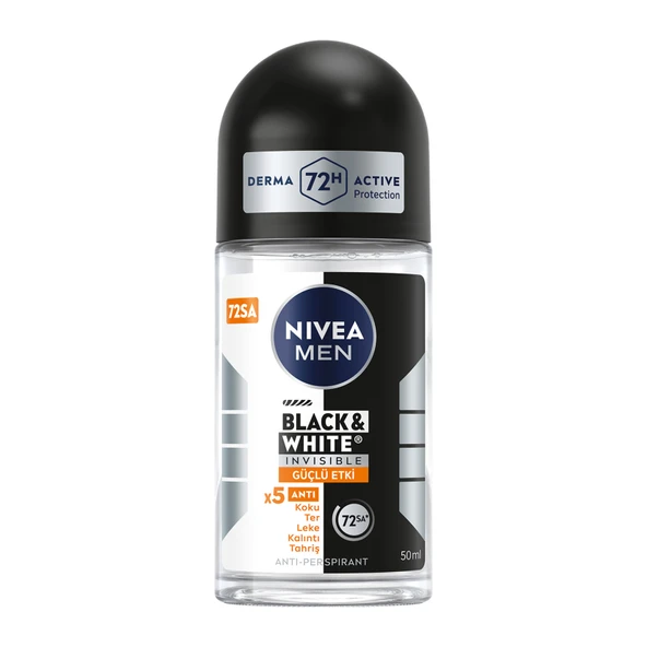 NIVEA MEN Erkek Roll On Deodorant Black&White Invisible Güçlü Etki 50 ml (2'li Paket) ürün görseli 1