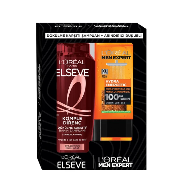 L'oreal Hydra Energetic Duş Jeli 300 Ml + Elseve Şampuan400 Ml (2'li Paket) ürün görseli 1