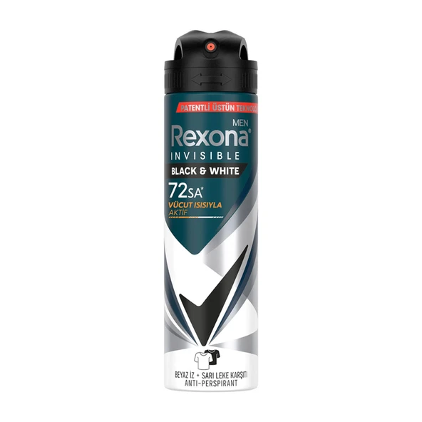 Rexona Men Erkek Sprey Deodorant Invisible Black & White 150 ml (5'li Paket) ürün görseli 1