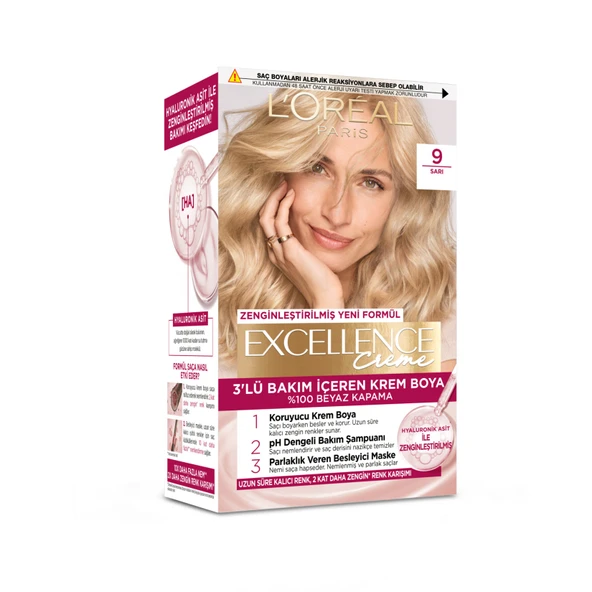 Excellence Creme  9 Sarı Saç Boyası 192 Ml (8'li Paket) ürün görseli 1
