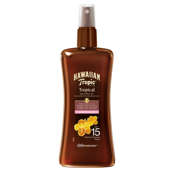 Hawaiian Tropic Protection Parrot Kuru Yağ Sprey SPF 15 200 ml (5'li Paket) ürün görseli 1
