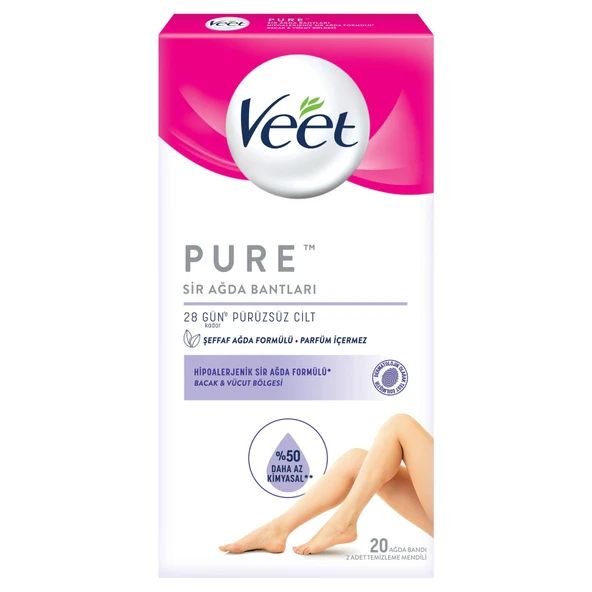 Veet Pure Bacak Ve Vücut Ağda Bandı 20'li (7'li Paket) ürün görseli 1