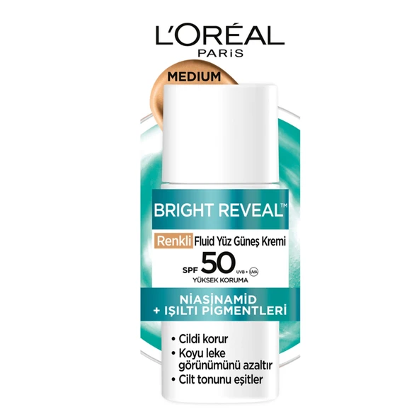 L'Oréal Paris Bright Reveal Uv Medium Spf 50 50 Ml (2'li Paket) ürün görseli 1
