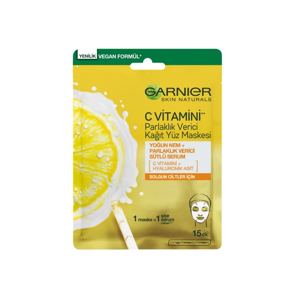 Garnier C Vitamini Parlaklık Verici Kağıt Yüz Maskesi (5'li Paket) ürün görseli 1