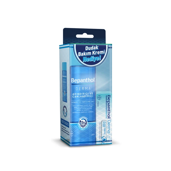 Bepanthol Derma Yüz Temizleme Jeli 200 Ml + Dudak Bakım Kremi Hediye (2'li Paket) ürün görseli 1