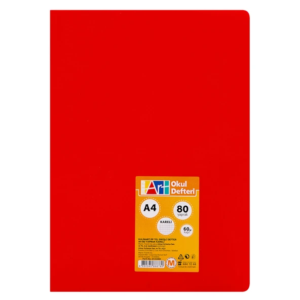 Kulinart Pp Kapak  A4 80 Yaprak Kareli Defter (7'li Paket) ürün görseli 1