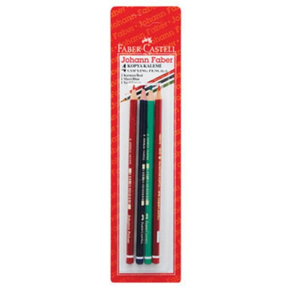 Faber Castell Johann Faber 4 Karışık Kopya Kalemi ( 2 Kırmızı - 1 Mavi - 1 Yeşil ) (7'li Paket) ürün görseli 1
