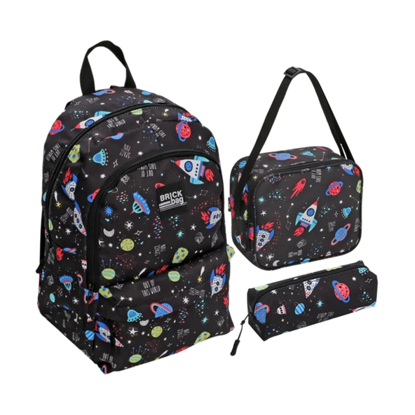 Brick Bag Okul Çantası 3'lü Set (7'li Paket) ürün görseli 1