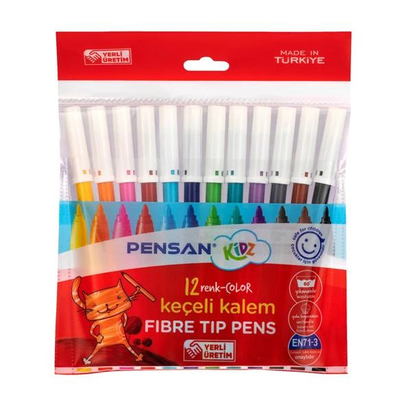 Pensan Kidz Keçeli Boya Kalemi 12'li (6'li Paket) ürün görseli 1
