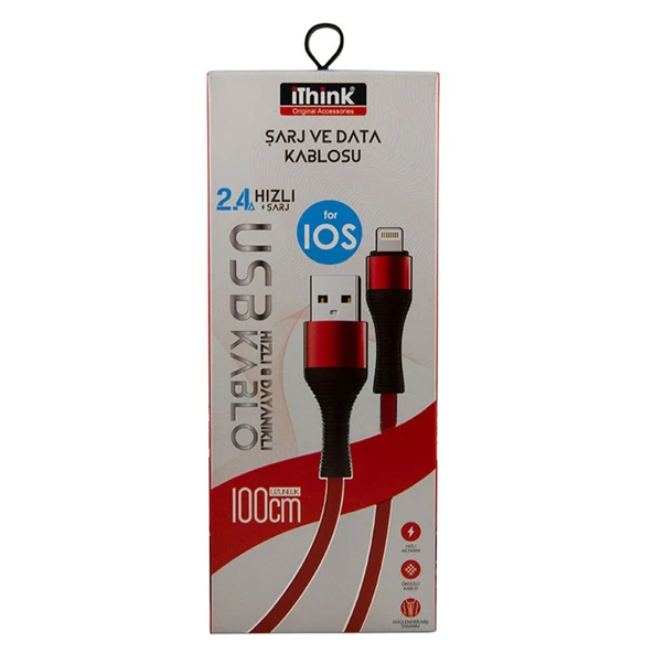 i'think Gold Örgülü USB-A to Lightning  Kablo 1 M (K401A) (7'li Paket) ürün görseli 1