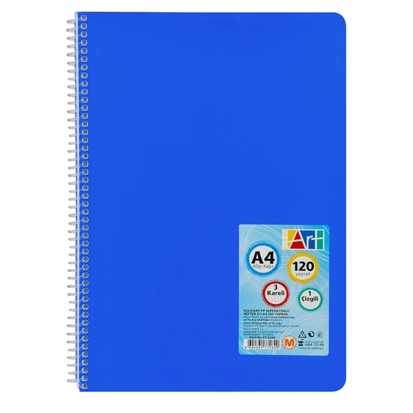 Kulinart Sp Pp Bölmeli Defter 3+1 A4 120 Yaprak (5'li Paket) ürün görseli 1