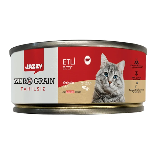 Jazzy Zero Grain Kedi Maması Etli 90 G (8'li Paket) ürün görseli 1