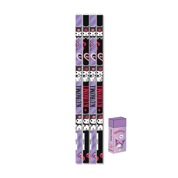 Kuromi Kırtasiye Seti Kalem & Silgi (6'li Paket) ürün görseli 1