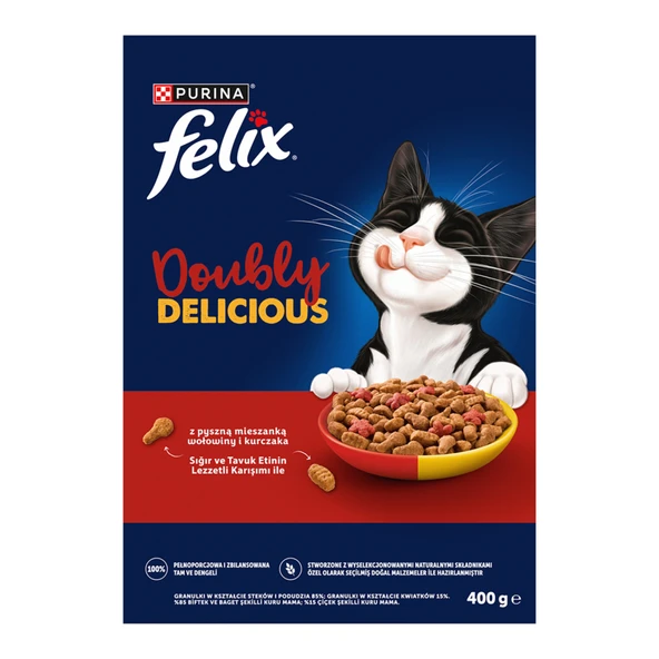 Felix Doubly Delicious Çifte Lezzet Sığır Etli 400 G (5'li Paket) ürün görseli 1