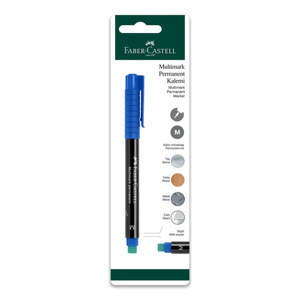 Faber Castell Permanent Kalemi Mavi  Tekli (6'li Paket) ürün görseli 1