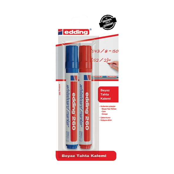 Edding 2'li Tahta Kalemi Mavi+Kırmızı (8'li Paket) ürün görseli 1