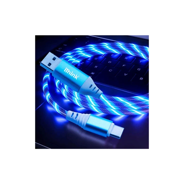 i'think Led Işıklı USB-A to USB-C Kablo 1 M (K80C) (8'li Paket) ürün görseli 1