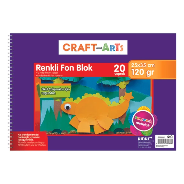 Craft & Arts Fon Blok 120G 20 Yaprak 25x35cm (3'li Paket) ürün görseli 1