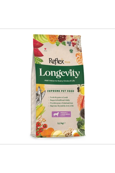 Longevity Yavru Köpek Maması Orta, Büyük Irk 3.2Kg ürün görseli 1