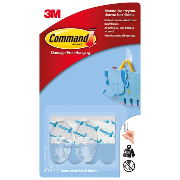 Command 17092 Küçük Şeffaf Askı (4'li Paket) ürün görseli 1