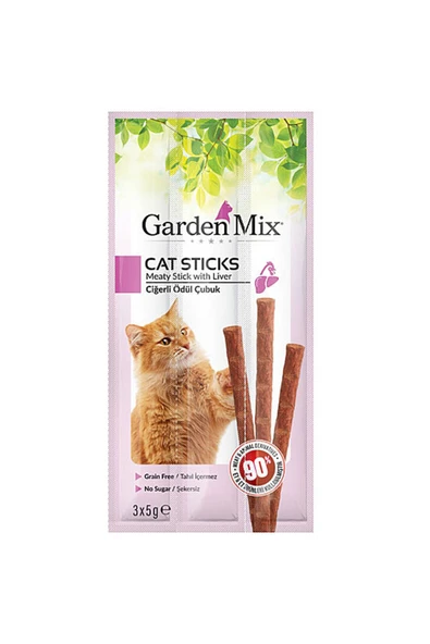 Garden Mix Kedi Ödül Ciğerli Tahılsız Stick 3*5 G ürün görseli 1