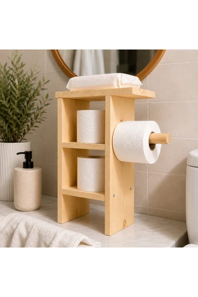 VENOM Doğal Ahşap Tuvalet Kağıtlığı ve Islak Mendil Düzenleyici | Çok Amaçlı Banyo Organizeri ürün görseli 1