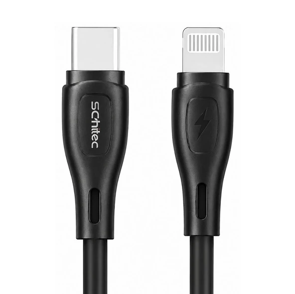SChitec Type-C to Lightning 27W PD Hızlı Şarj ve Data Kablosu 1Metre Siyah HG/C-09CL ürün görseli 1