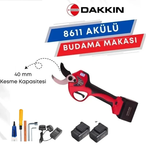 Dakkın Akülü Dijital Göstergeli 4 Ah 2x Akü Budama Makası 40 cm ürün görseli 1